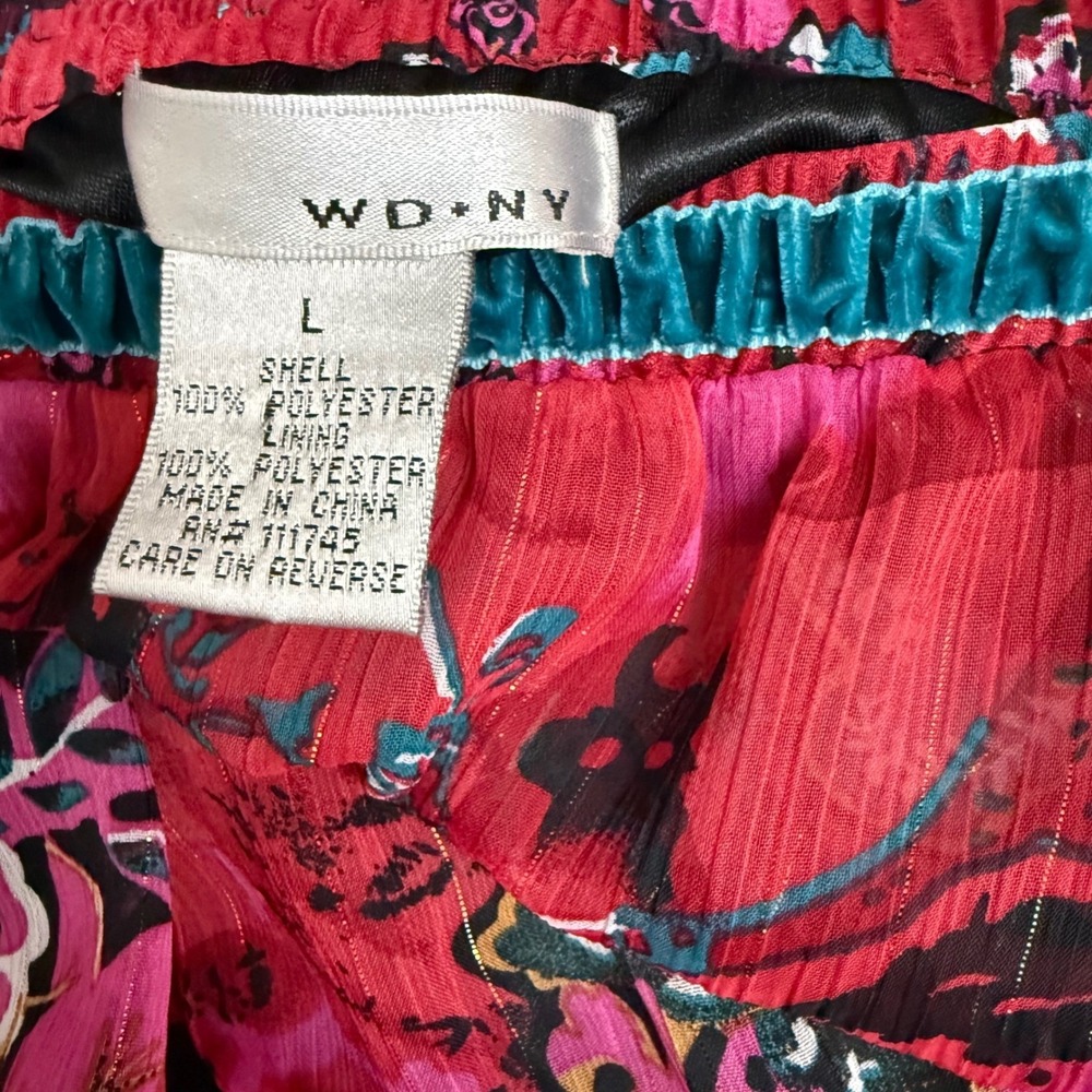 WD.NY Boho Maxi Skirt Sz L Pink Artsy Velvet Waist Shimmer Gypsy Maximalist - Picture 6 of 6